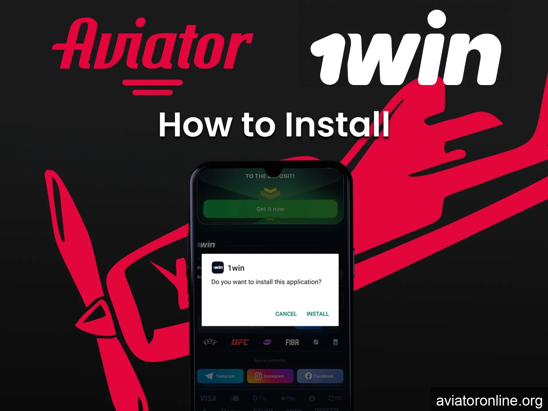 Follow the installation process of the 1win application to play Aviator.