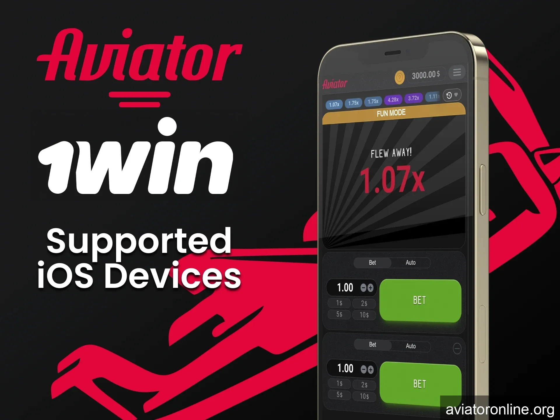 Play Aviator through the 1win app on your iOS device.