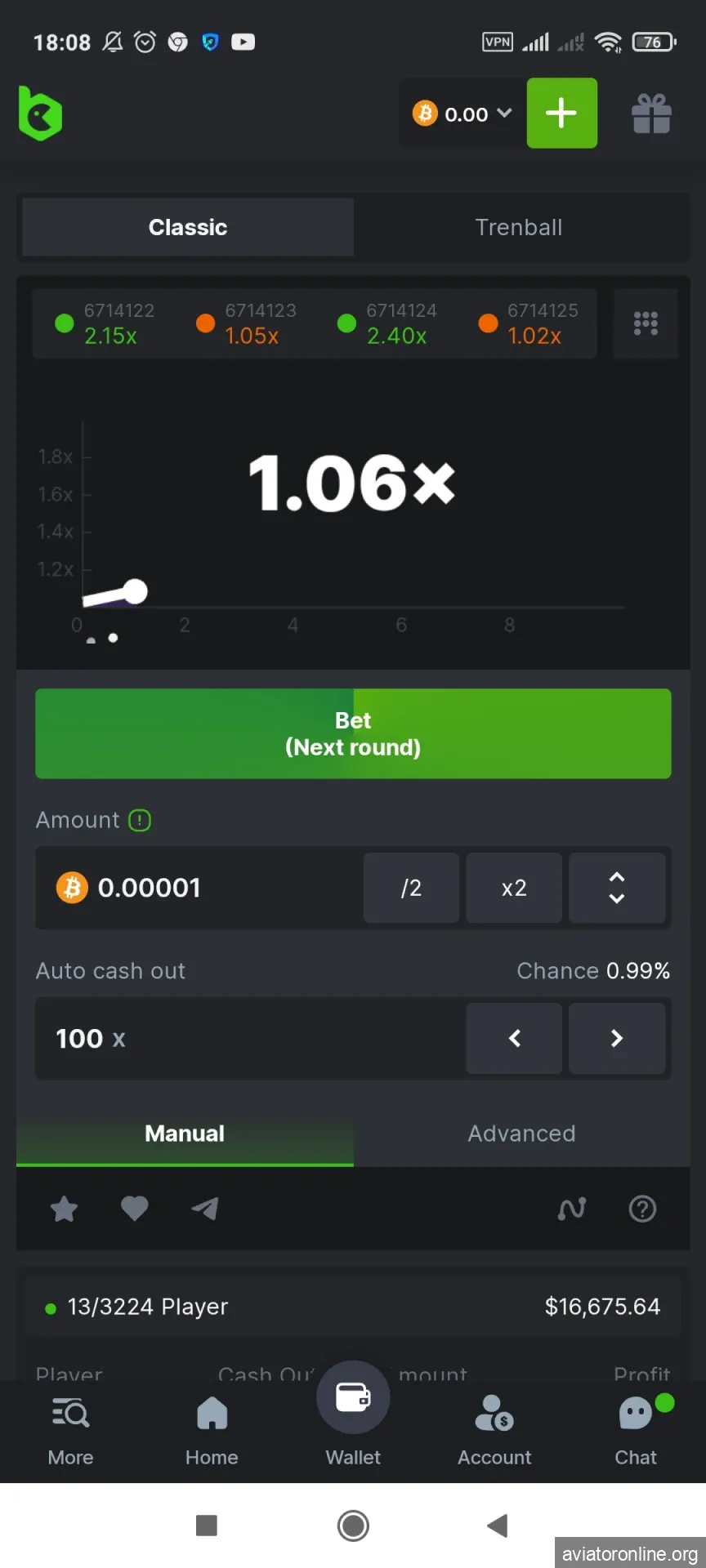 We will show you the process of playing Aviator in the BCGame application.