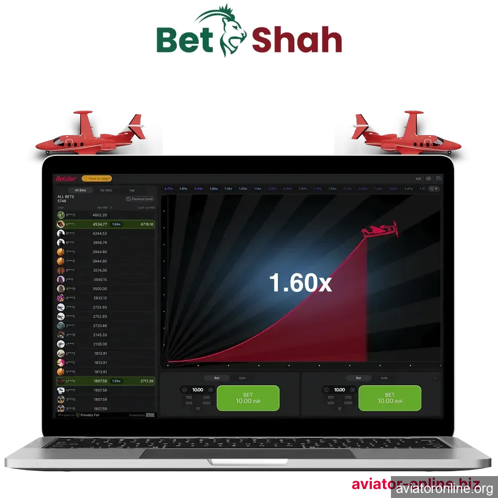 Play Aviator from Bet Shah Casino and get unforgettable emotions from regular wins.