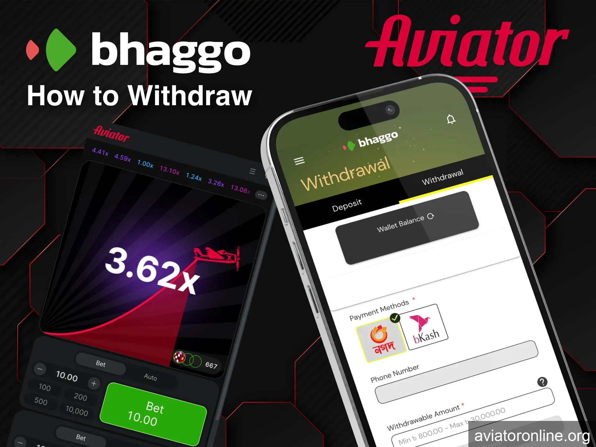 Withdraw winnings from Bhaggo by clicking yellow button.