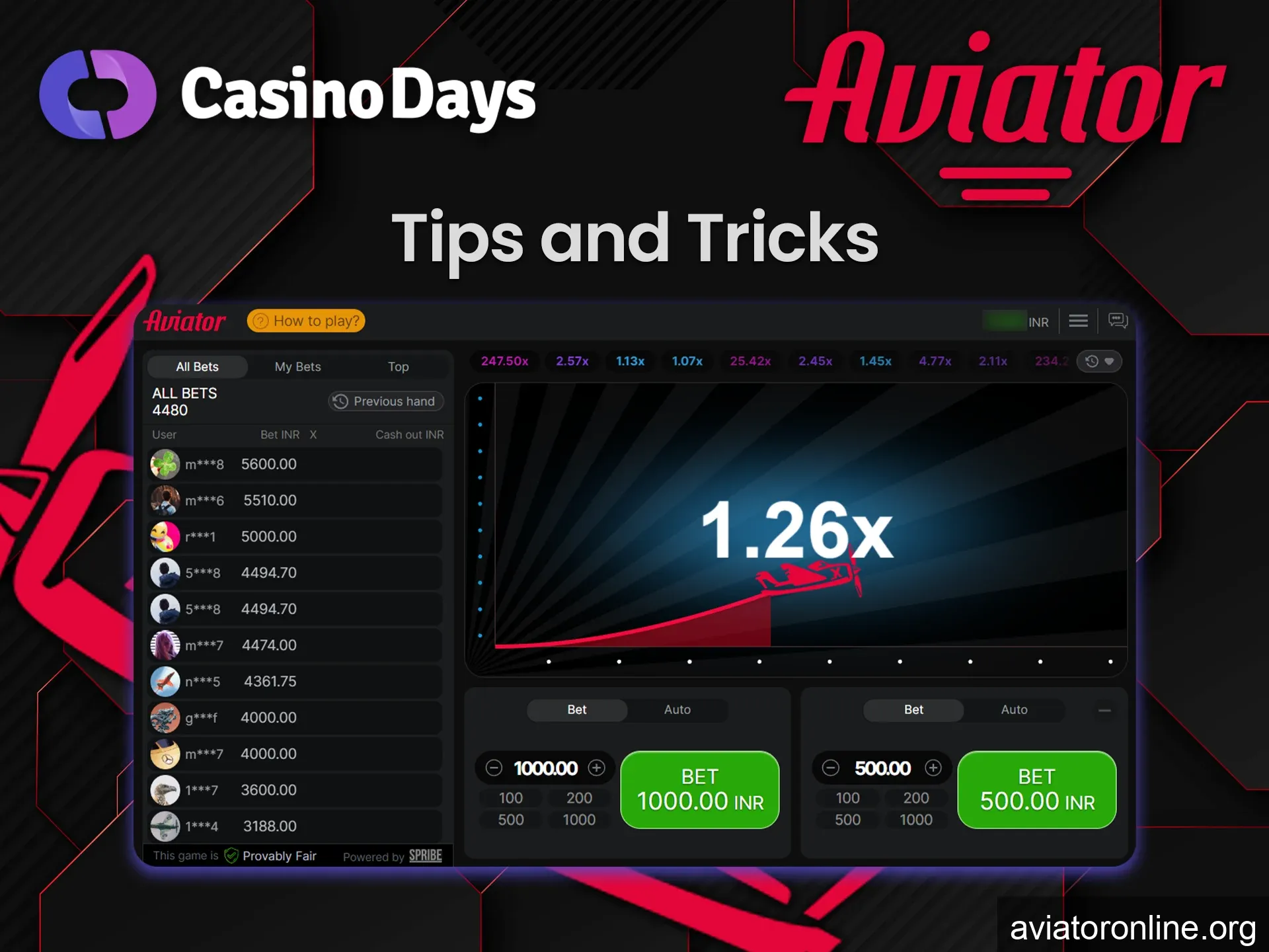 Take advantage of strategies on how to play Aviator at Casino Days.
