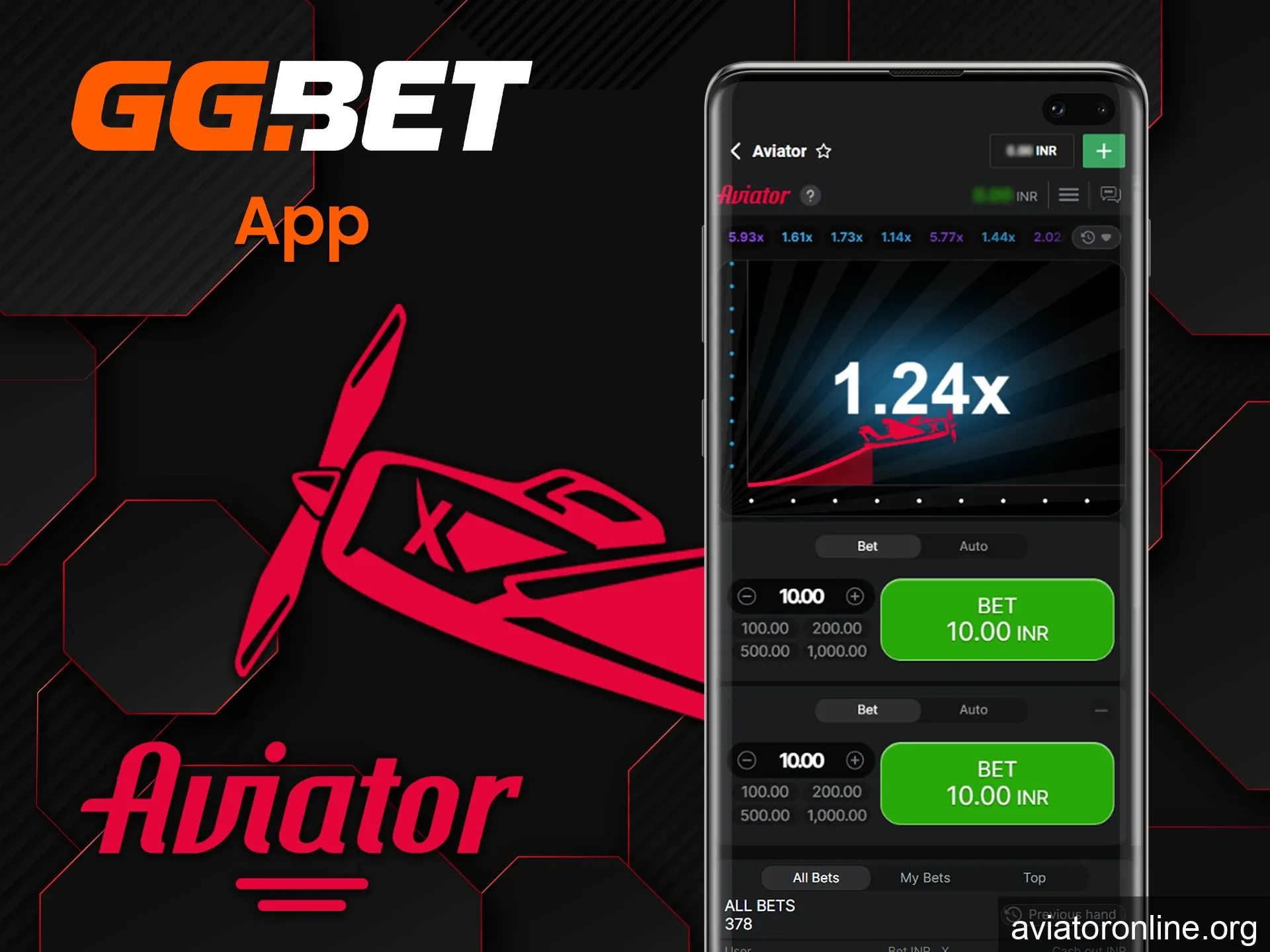 You can play Aviator from the GGBet app.
