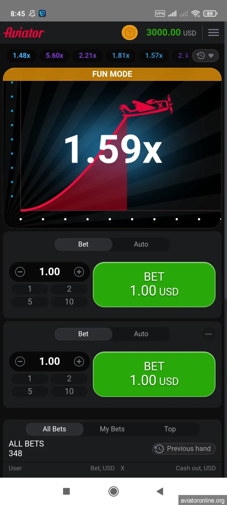 Visit the Aviator page in the Indibet app.