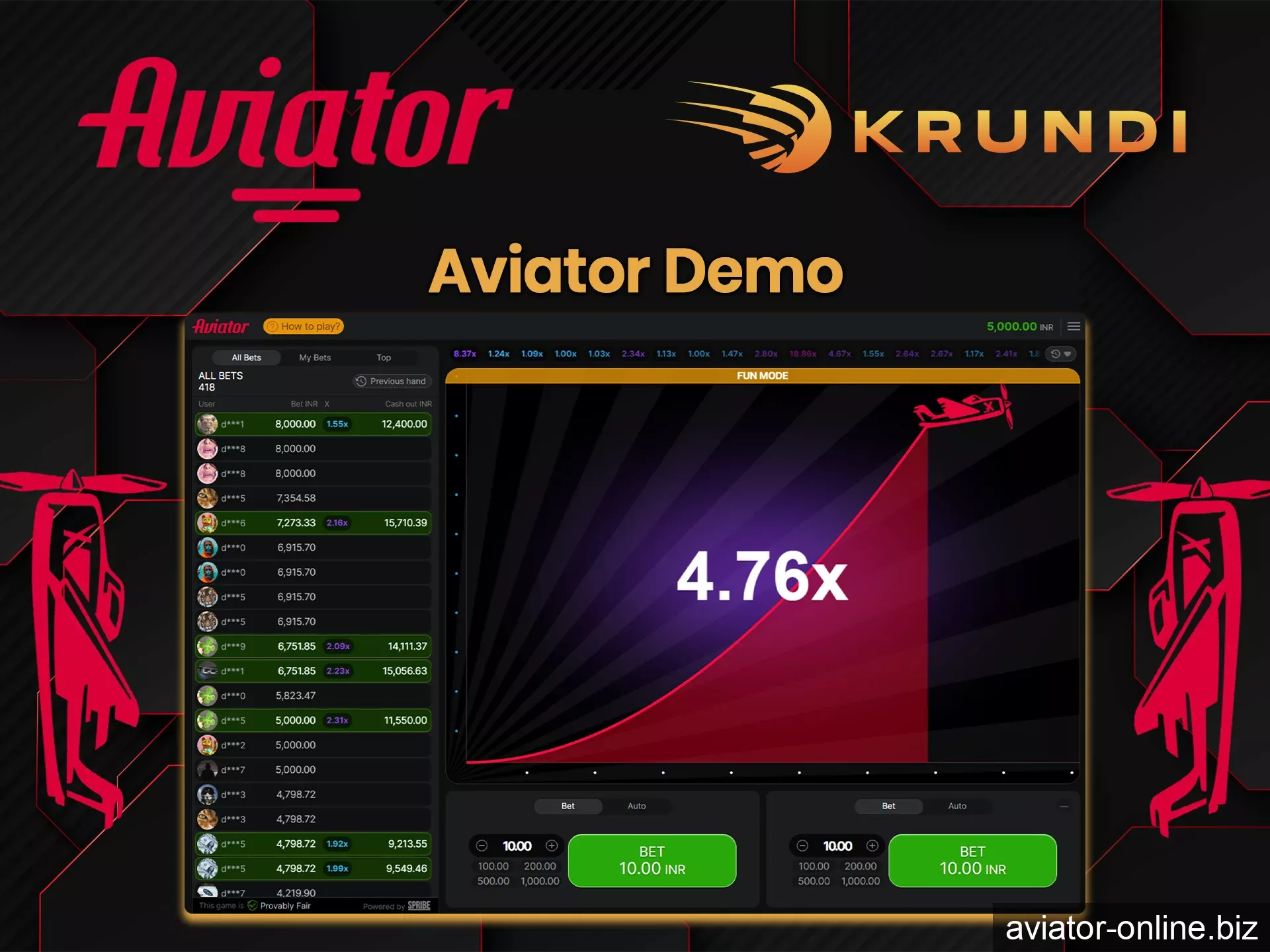 The demo version of the Aviator game on Krundi is great for beginners.