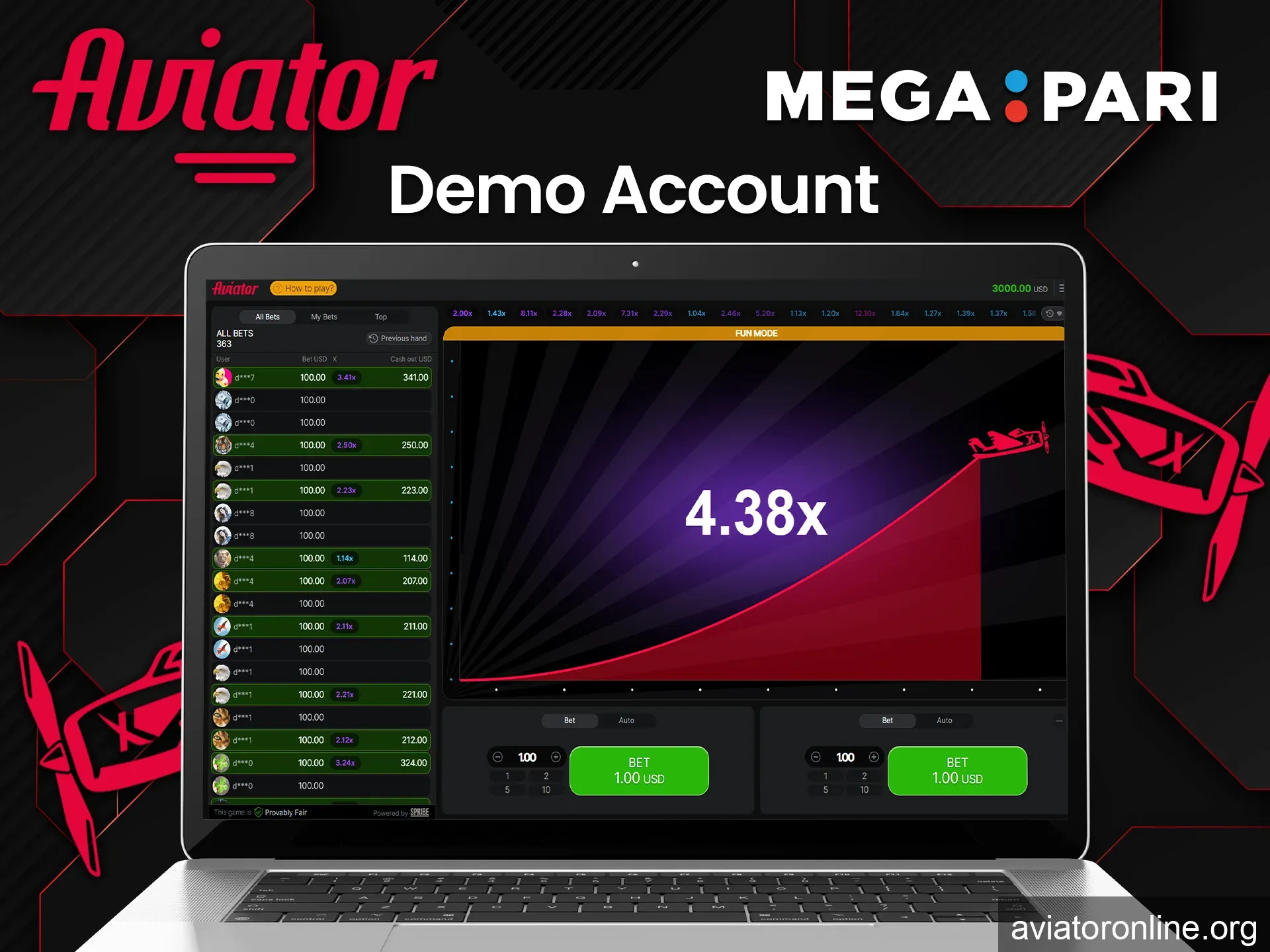 To play Aviator you can use the demo mode on Megapari.