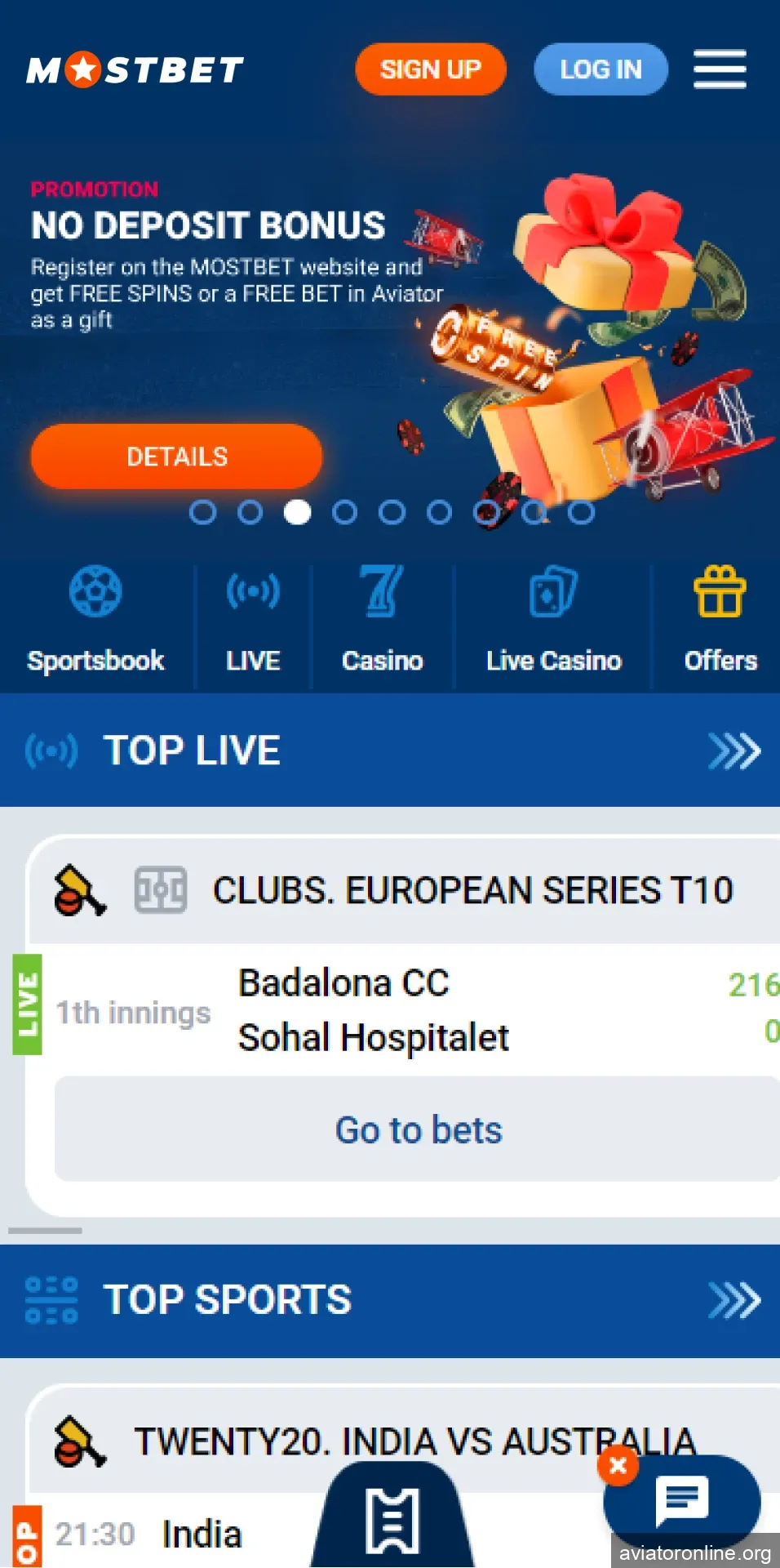 Play Aviator with the Mostbet app.