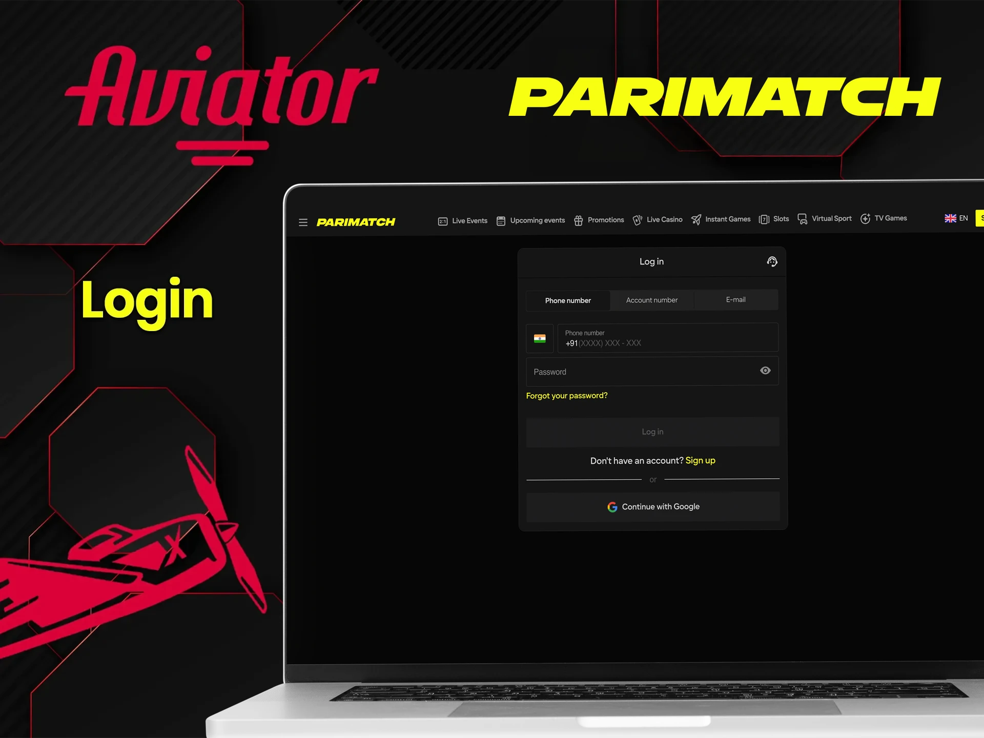 Log in to your Parimatch account and join the Aviator game.