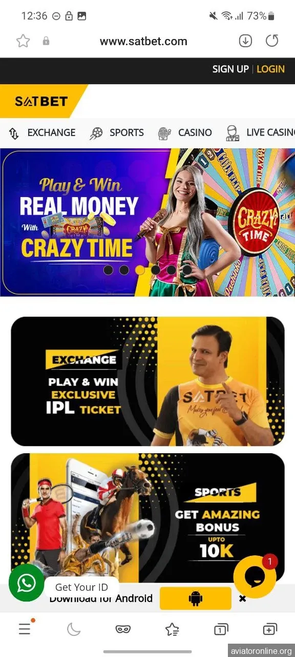 Go to the Satbet app website.