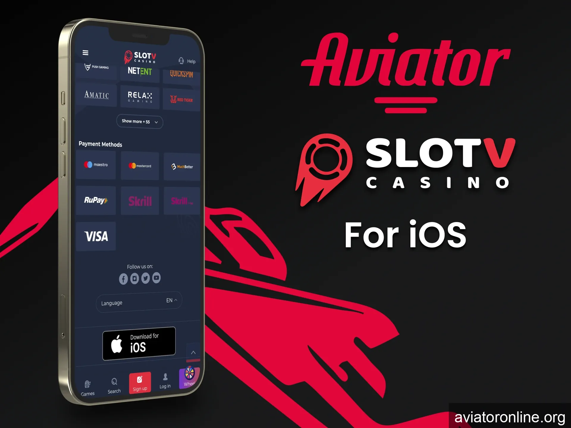 Install SlotV app for iOS to play Aviator.