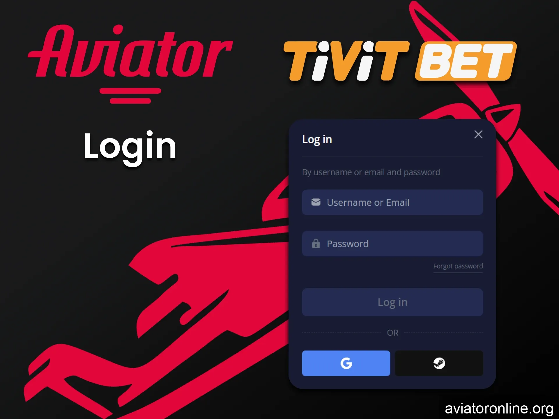Log in to your Tivitbet account to play Aviator.