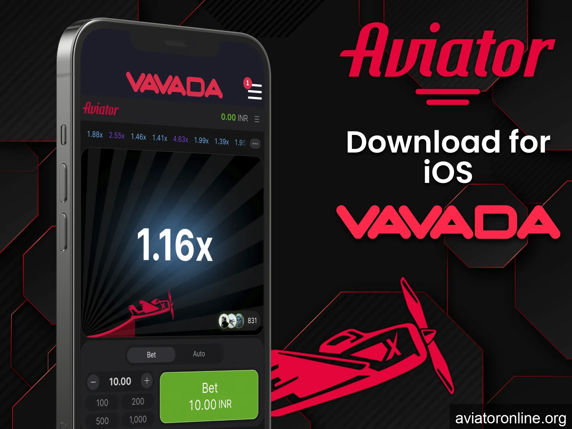 Download the Vavada app to play Aviator on iOS.