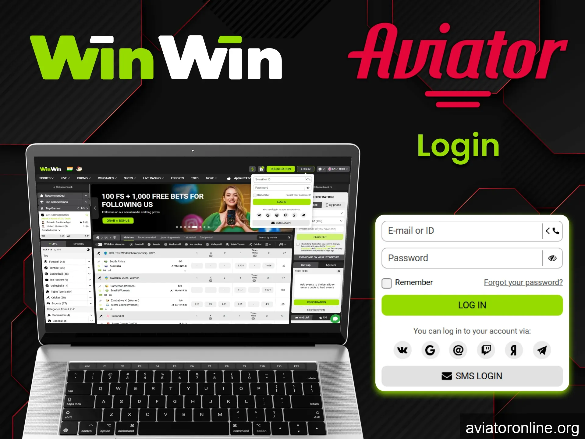By logging into your personal WinWin account you can play Aviator.
