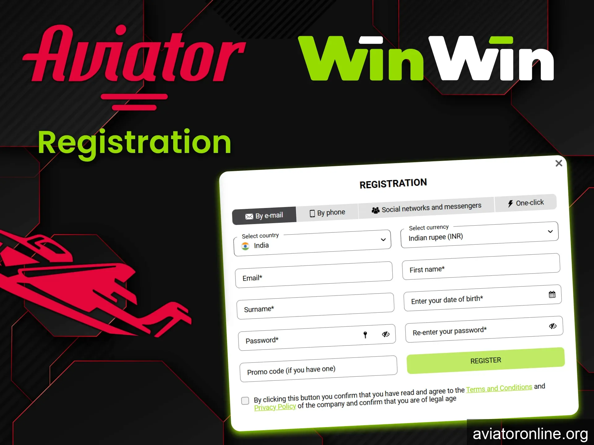 Be sure to register on the WinWin website to play Aviator.